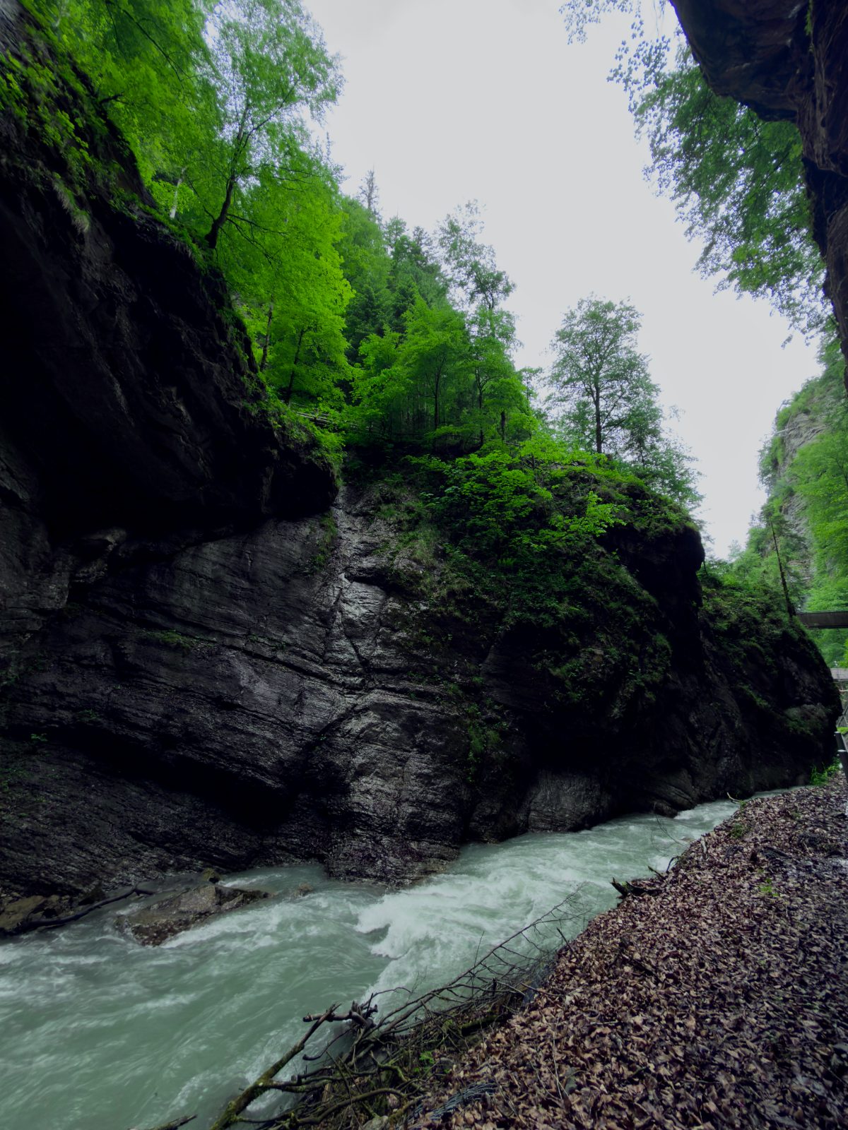 Deep shadowed section of the Partnach gorge