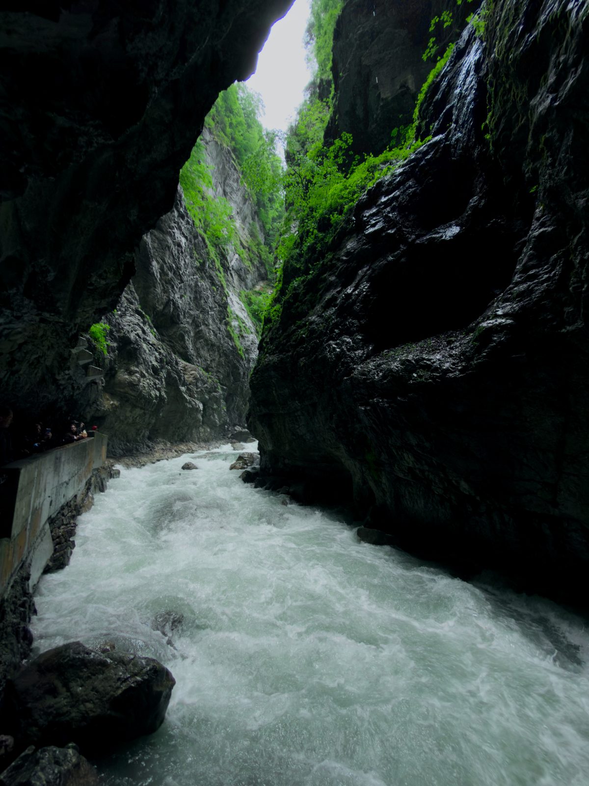 Glacier river rushing through the gorge
